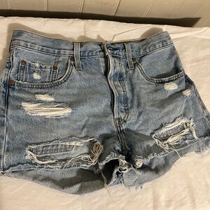 Levi's Distressed 501 Red Tab High Rise Shorts 30” waist